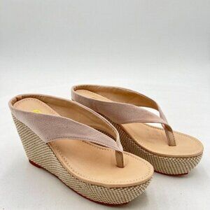 FSJ Women Cute Platform Wedge Sandal Flowers Thong Flip Flop Rhinestone Pearl
